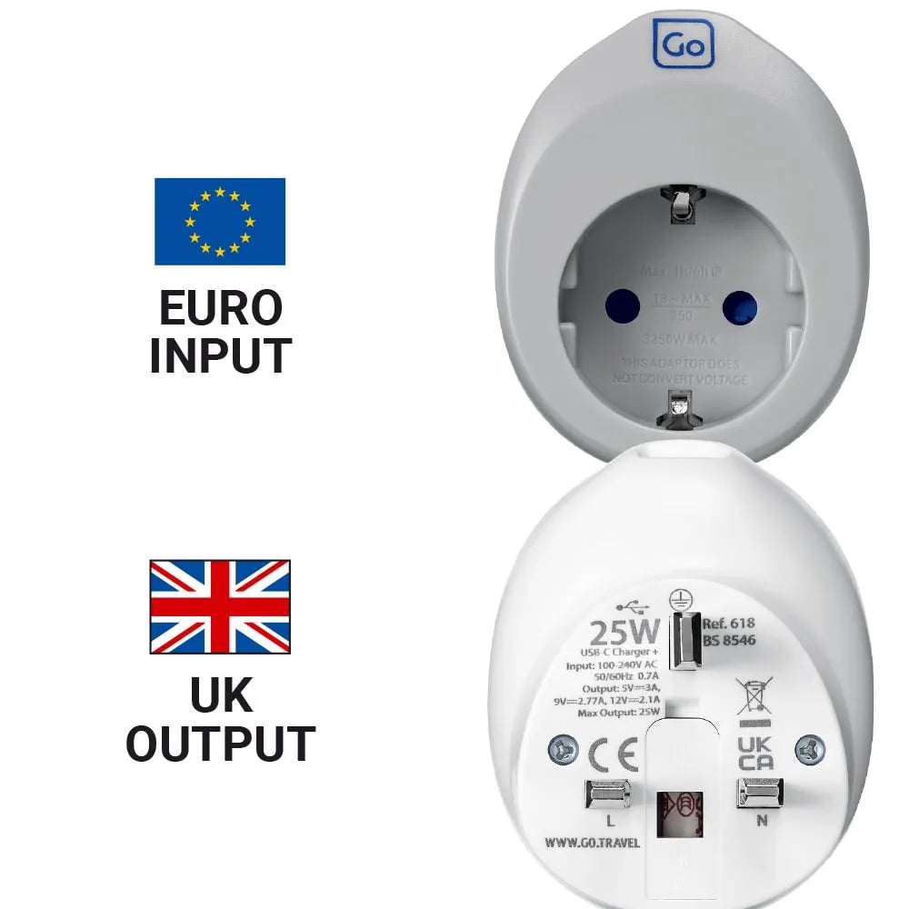 Go Travel - EU/UK USB-C Reseadapter - Resetillbehör