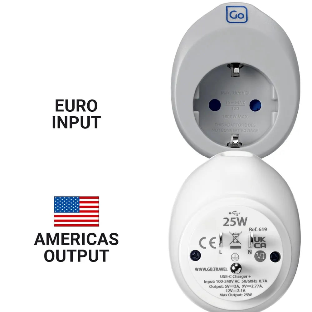 Go Travel - EU/USA USB-C Reseadapter - Resetillbehör