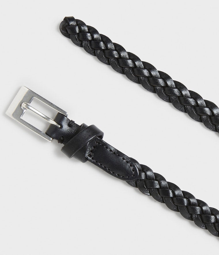 Saddler Nibe Flätat Läderbälte - Svart - 80