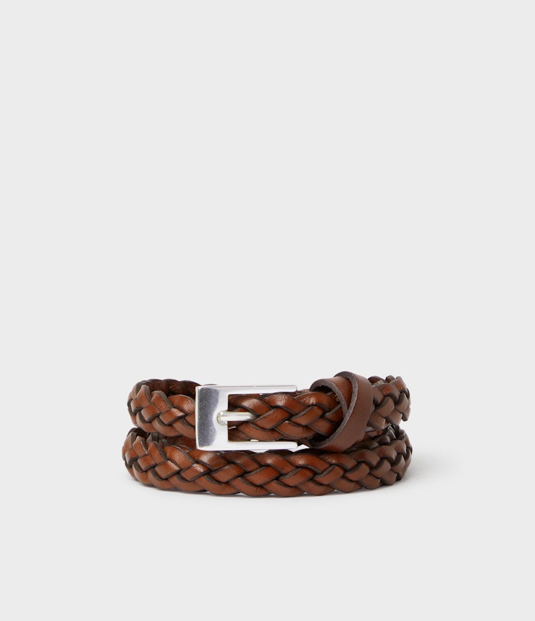Saddler Nibe Braided Leather Belt - Brown - 80