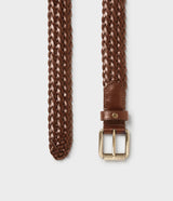 Saddler Grahn Flätat Läderbälte - Brun - 80