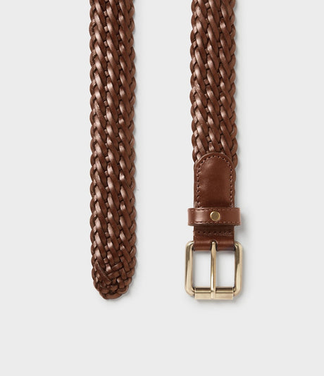 Saddler Grahn Flätat Läderbälte - Brun - 80