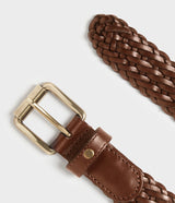 Saddler Grahn Flätat Läderbälte - Brun - 80