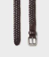Saddler Grahn Flätat Läderbälte - Mörkbrun - 80
