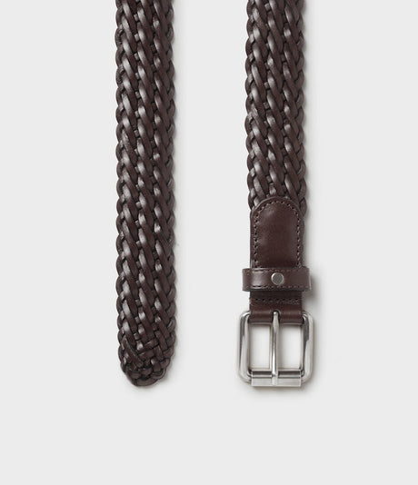 Saddler Grahn Flätat Läderbälte - Mörkbrun - 80