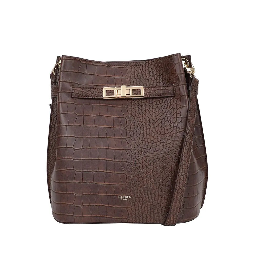 Ulrika Design Croco Shoulder Bag 34cm - Brown