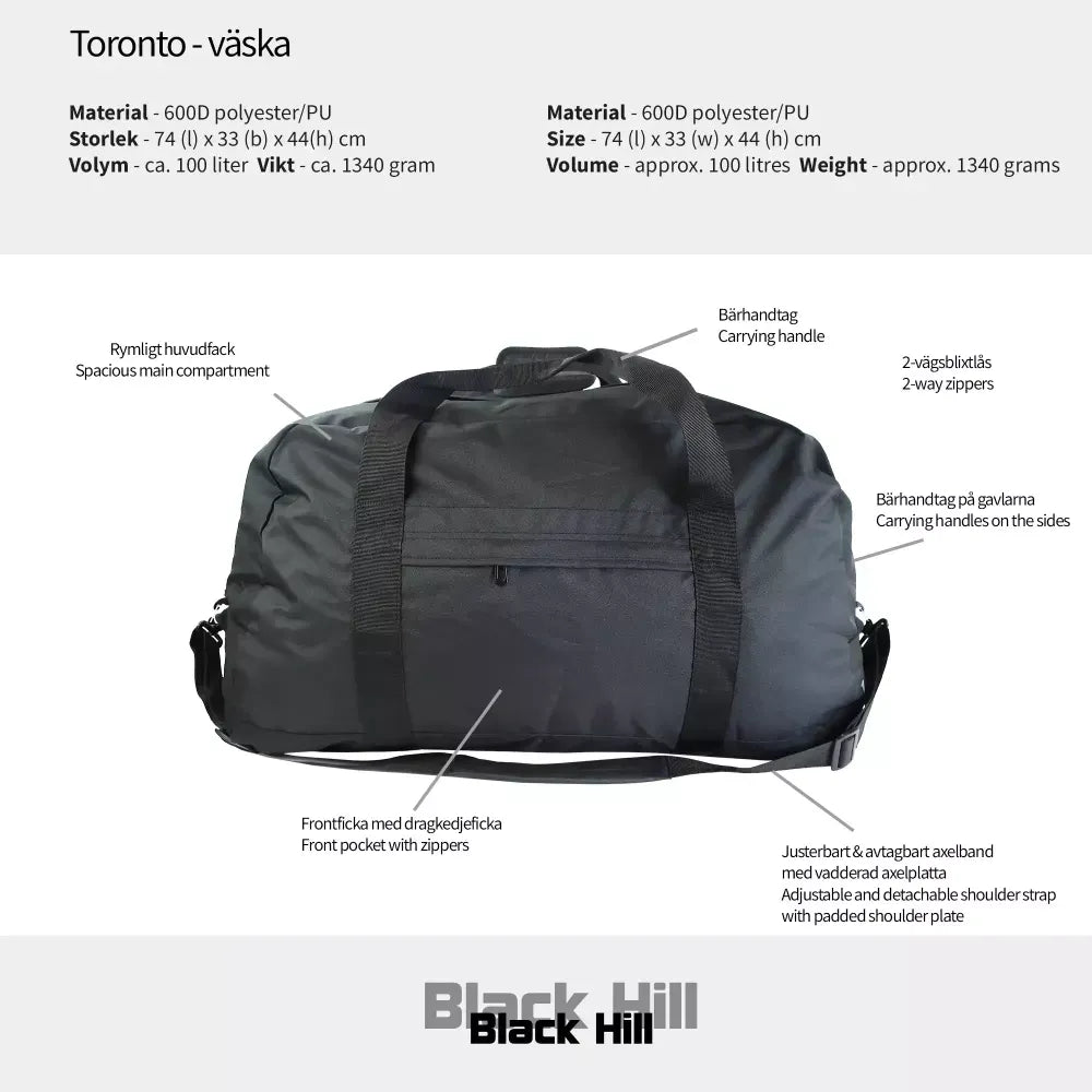 Black Hill Toronto Sportväska 100L - Svart - Duffelväska